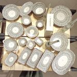 سرویس چینی غذاخوری بشقاب پیش دستی دنی هوم پاشاهوم گل آبی سرمه ای صدفی