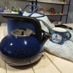 کتری لعابی استیل سرمه ای وارداتی مادام کوکو