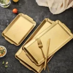 سینی استیل طلایی مستطیل سرو پذیرایی دیس استیل کباب رستوران