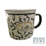 ماگ طرحدار وارداتی خاص دکوری کلکسیونی تکست دار cofee مشکی سفید