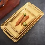 سینی استیل طلایی مستطیل سرو پذیرایی دیس استیل کباب رستوران
