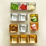 اردو خوری دفرمه مربع استیل 304 نقره ای و طلایی یک تا چهار خانه