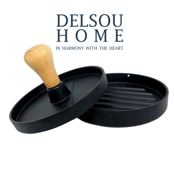 قالب همبرگر فلزی شنیا با دسته چوبی شنگیا اسمشر دل سو هوم delsouhome