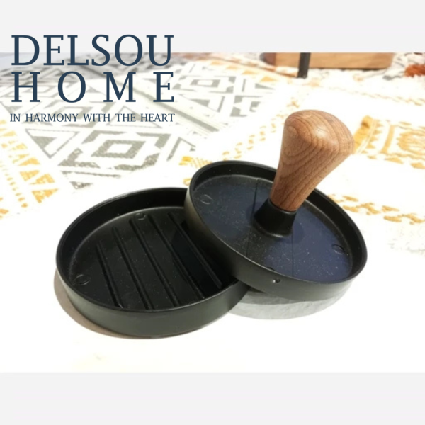 قالب همبرگر فلزی شنیا با دسته چوبی شنگیا اسمشر دل سو هوم delsouhome