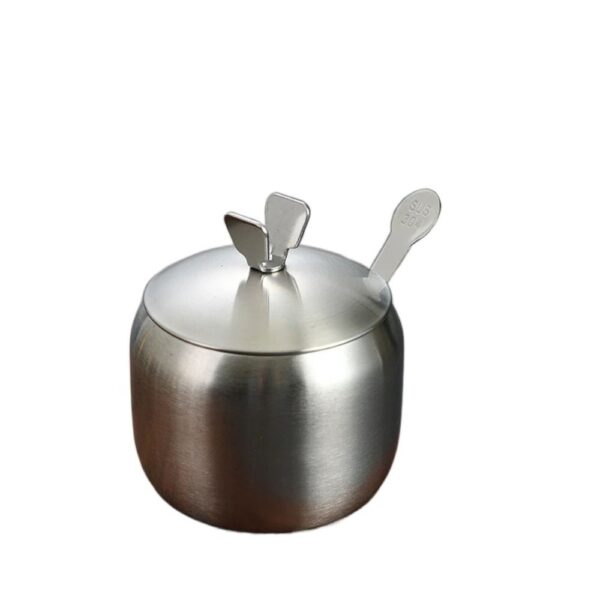 کندی جار جاعسلی قندان شکردان جاشکری استیل مات قاشق دار در پروانه ای