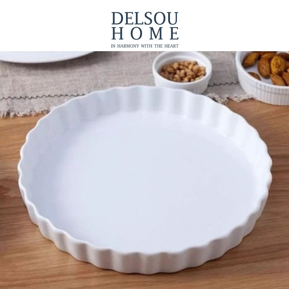 delsouhome(109) تابه سرامیکی سفید رنگی تارت فری