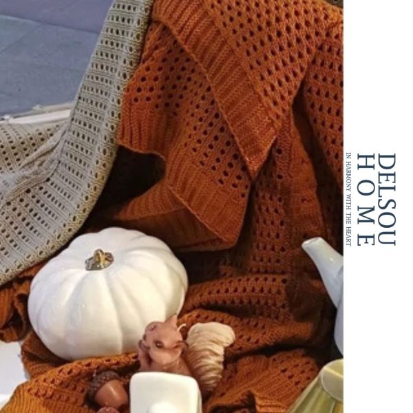 شال مبل بافت آجری نارنجی ساده کرم طوسی قهوه ای سبز