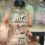 بطری باتل پیرکس دتاکس detox طرح دار تکست دار قهوه چای و دمنوش شیشه ای دلی سوگا پیرکس دسته دار دل سو هوم دلسو delsouhome