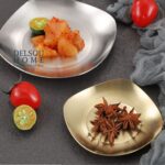 بشقاب پیش دستی دفرمه استیل طلایی و نقره ای دل سو هوم