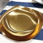 بشقاب پیش دستی دفرمه استیل طلایی و نقره ای دل سو هوم
