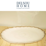 دیس بیضی کرم دالبری طرح الیزابت elizabeth serving plate delsouhome دل سو هوم بشقاب سرامیک چینی جهیزیه دکوری خاص یونیک تک ایکالا ایکیا تهران آف لند دل سو خرید لوازم خانه و آشپزخانه دنی هوم