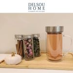 لیوان دمنوش پیرکس دوجداره دسته دار meidasi پینترستی
