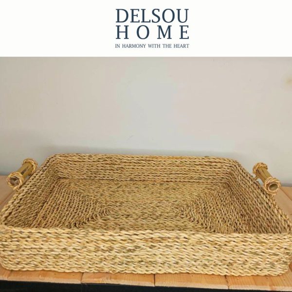 سینی حصیری دسته بامبو