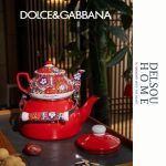 کتری لعابی و قوری چینی طرح DOLCE & GABBANA برند Miss Betty فنجان لعابی مسافرتی