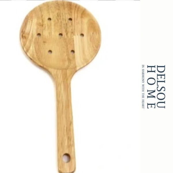 کفگیر پلویی چوبی گرد سوراخدار